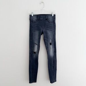 True Religion The Runway Legging Mid Rise Pull On Faded Black Distressed Size XS
